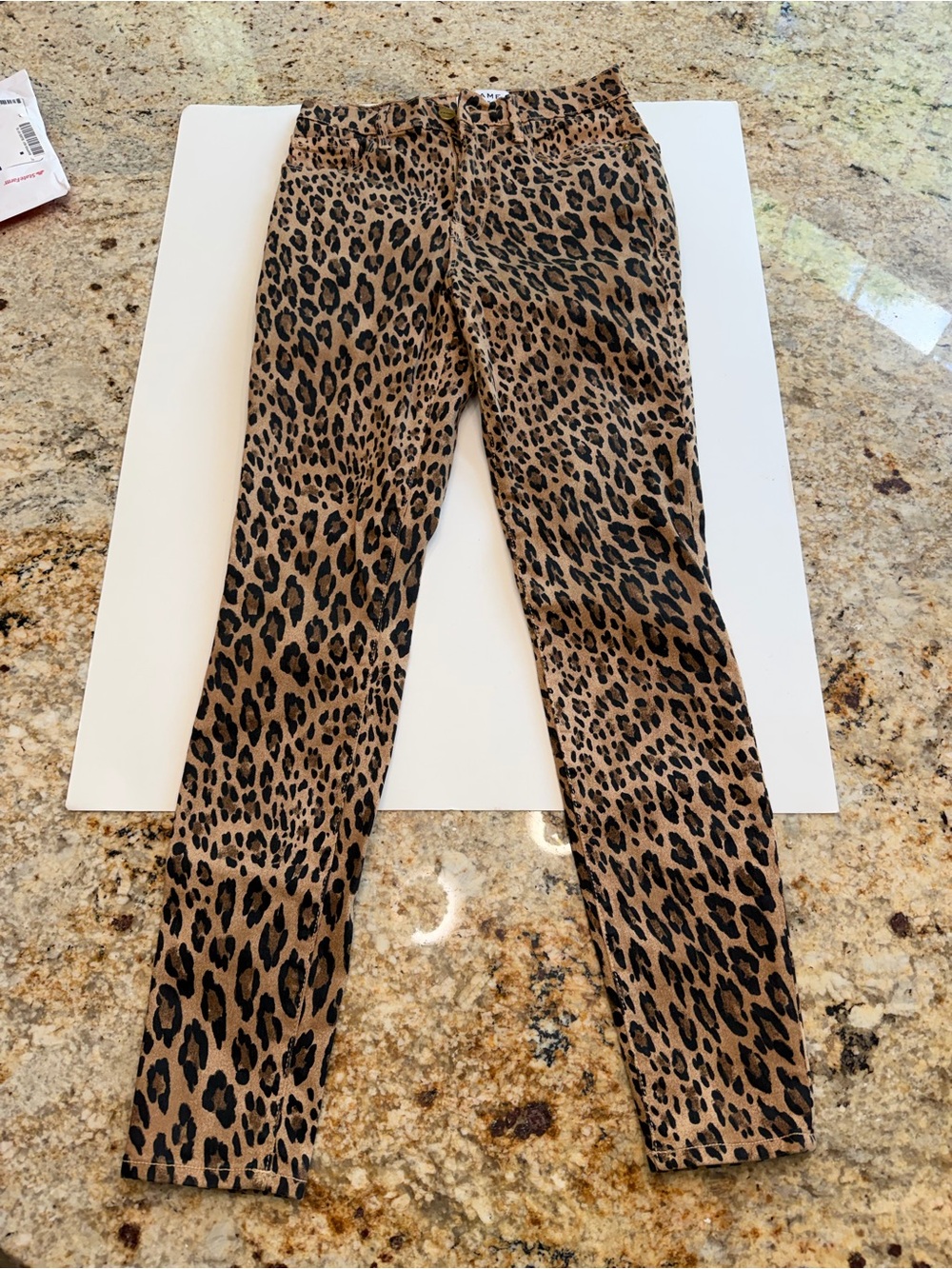 FRAME Ali High Rise Cigarette Leopard Print Jeans Size 25